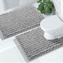 Yimobra Bathroom Rugs Sets 2 Piece - Quick Dry Extra Thick Luxury Chenille Bath Mat, Non Slip Super Absorbent for Tub Shower Sink, Machine Washable Shaggy Floor Mat, 24"x17+24"x20" Inch