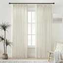 Pinch Pleated Curtain 84 Inch - 2 Panels Semi Sheer Linen Curtains with Hooks for Living Room Bedroom, Natural Textured Boho Window Treatment for Light Filtering, 40x84
