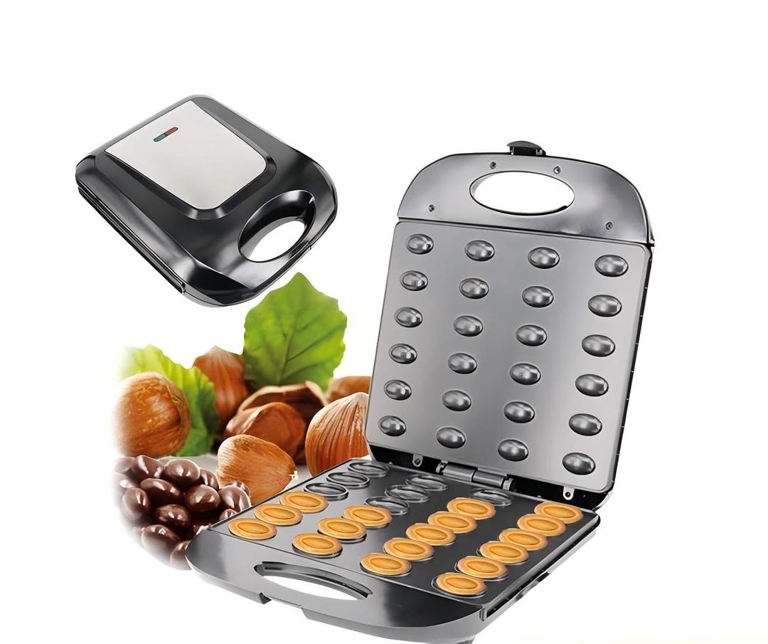 24 Walnut Cookie Maker, Non Stick Double Sided Walnut Cookie, Electric Maker Mold Maker Mini Nut Waffle Bread Machine Sandwich Iron, Toaster Baking