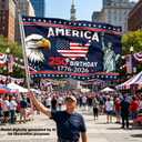 250th Anniversary USA Flag 250 Year American Anniversary Flag Patriotic 4th of July Yard American Flags for Outside 3x5 Ft Single Sided Outdoor Merchandise Banner Porch Wall Decorations