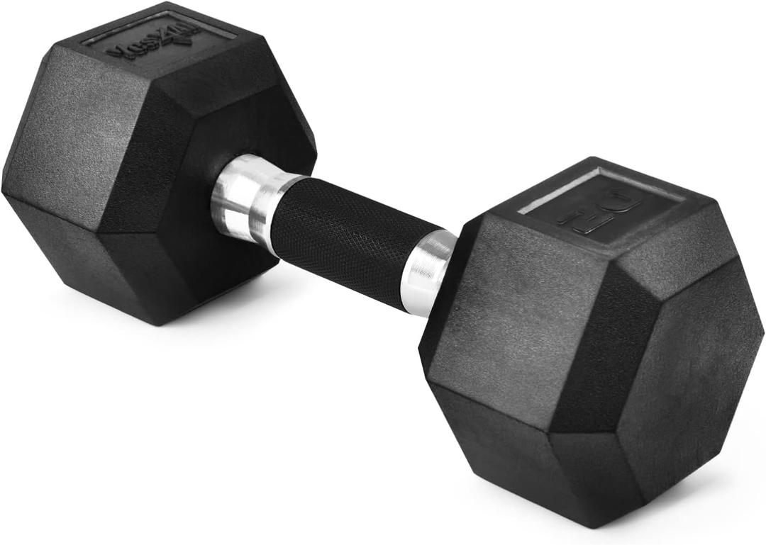 Yes4All Rubber Grip Encased Hex Dumbbell  Hand Weights With Anti-Slip 5-50 LBS Single (D. 20 Pounds)