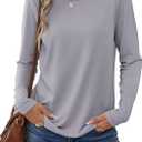 ANRABESS Long Sleeve Shirts for Women Casual Crewneck Basic Tee Tshirts Loose Fit Curved Hem Tunic Top 2026 Fall Outfits Sliver Gray Large (Gray, L)