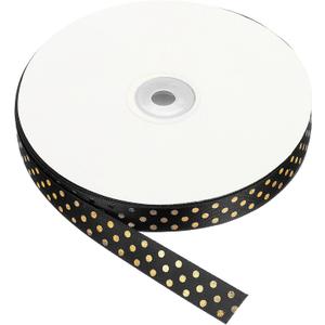 MECCANIXITY Polka Dots Grosgrain Ribbon, 75 Yards 5/8 Inch Black Polka Dots Ribbon Bow Decoration for Crafts Gift Wrapping Wedding DIY Handmade Decoration