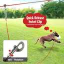 100FT Dog Runner for Yard with 15FT Tie Out Cable - Heavy Duty Trolley System for Large Dogs Up to 250LBS, Backyard/Park/Camping Use (Red, 100FT+15FT)