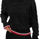 ZESICA Women's Casual Long Sleeve Mock Neck Cable Knit Contrast Color Fall 2026 Winter Chunky Pullover Sweater (Medium, Black)