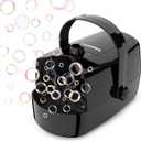 Bubble Machine, 3 in 1 Bubble Maker, Bubble Blower with Replaceable Bubble Wands, 8000+ Colorful Bubbles Per Minute, Operated by Plug-in or Batteries, Bubble Toys for Indoor Outdoor Birthday Party (Glossy-black)