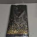 Prestee 4 Pack Gold and Black Table Cloth Rectangle Table Covers 54 x 108 Inches - Plastic Table Cloth Disposable for Parties, Dining and Events - Black Tablecloths for Weddings and Celebrations