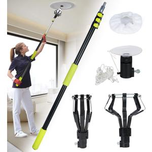 Light Bulb Changer Pole Kit 3 FT to 12 FT Telescoping Extension Pole with 2 Baskets and Suction Cup for High Ceilings and Recessed Lights Lightbulb Removal Changing