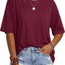 YUCOLEN Womens Oversized Tshirts Short Sleeve Crewneck Casual Loose Fit Basic Tee Cotton Blend Summer Trendy Plus Size Tops, Large