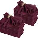 Ramanta Home Linen Flax Cloth Napkins Set of 24 Burgundy, 18x18 Inch | Easter Premium Cotton Linen Flax Lace Soft & Durable | Washable Ideal for Spring Basket Décor, Wedding, Kitchen, Everyday Use
