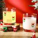 Skylety 2 Pcs Christmas Icon Juice Glasses Xmas Drinking Cups Old Fashioned Stemless Wine Glasses 13.5 oz Whiskey Cocktail Coffee Mugs for Christmas Party Gift Decor