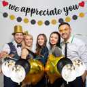 2 x We Appreciate You Banner Decoration Set, Staff Employee Recognition Banner with Black and Gold Balloons for Employee Teacher Doctor Nurse Appreciation Party Thank Decoration Supplies