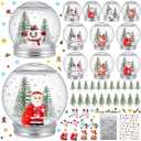 10 Pack Christmas Plastic Snow Globes Kit Includes 10 Clear Snow Globe, 20 Mini Xmas Trees, 10 Christmas fillable Ornaments, 1 Xmas Sticker with Glitter for DIY Crafts Home Winter Decor