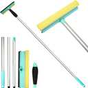 51" Squeegee for Window Cleaning, 2 in 1 Window Cleaning Squeegee Kit with Dual Side Lade Rubber & Sponge, Window Erase for Home, High-Rise Windows, Car Windshield, Mirror (51" Handle)