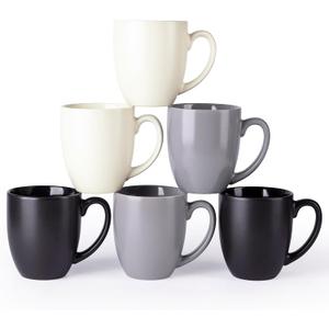 AmorArc 16oz Coffee Mugs Set of 6, Large Ceramic Coffee Mugs for Man, Woman, Dad, Mom, Modern Coffee Mugs Set with handle for Tea/Latte/Cappuccino/Cocoa. Dishwasher&Microwave Safe, Multi-Color