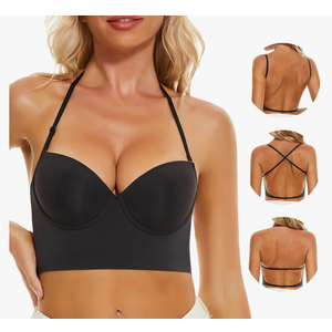 Low Back Bra for Women, Black, 3XL
