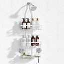 Shower Caddy,Rustproof Shower Shelves Over Shower Head,Extended Length shower rack with Soap HoSlder,White