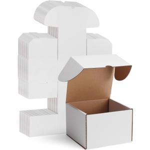 WIFTREY 25 Pack 6X6X4 Small Shipping Boxes for Business, White Corrugated Cardboard Box 6 x 6 x 4 for Mailing Packing Gifts