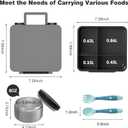 Bento Lunch Box with 8oz Soup Thermo, Kids Leakproof Lunch Food Containers with 4 Compartment, Kids Thermo Insulated Hot Food Jar for School, Trvael (Grey)