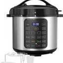 Simple Deluxe 16-in-1 Electric Pressure Cooker, 8QT Stainless Steel & Non-Stick Multi Cooker for Slow Cook, Meat Stew, Cake, Porridge, Multigrain, Dishwasher Safe, Silver