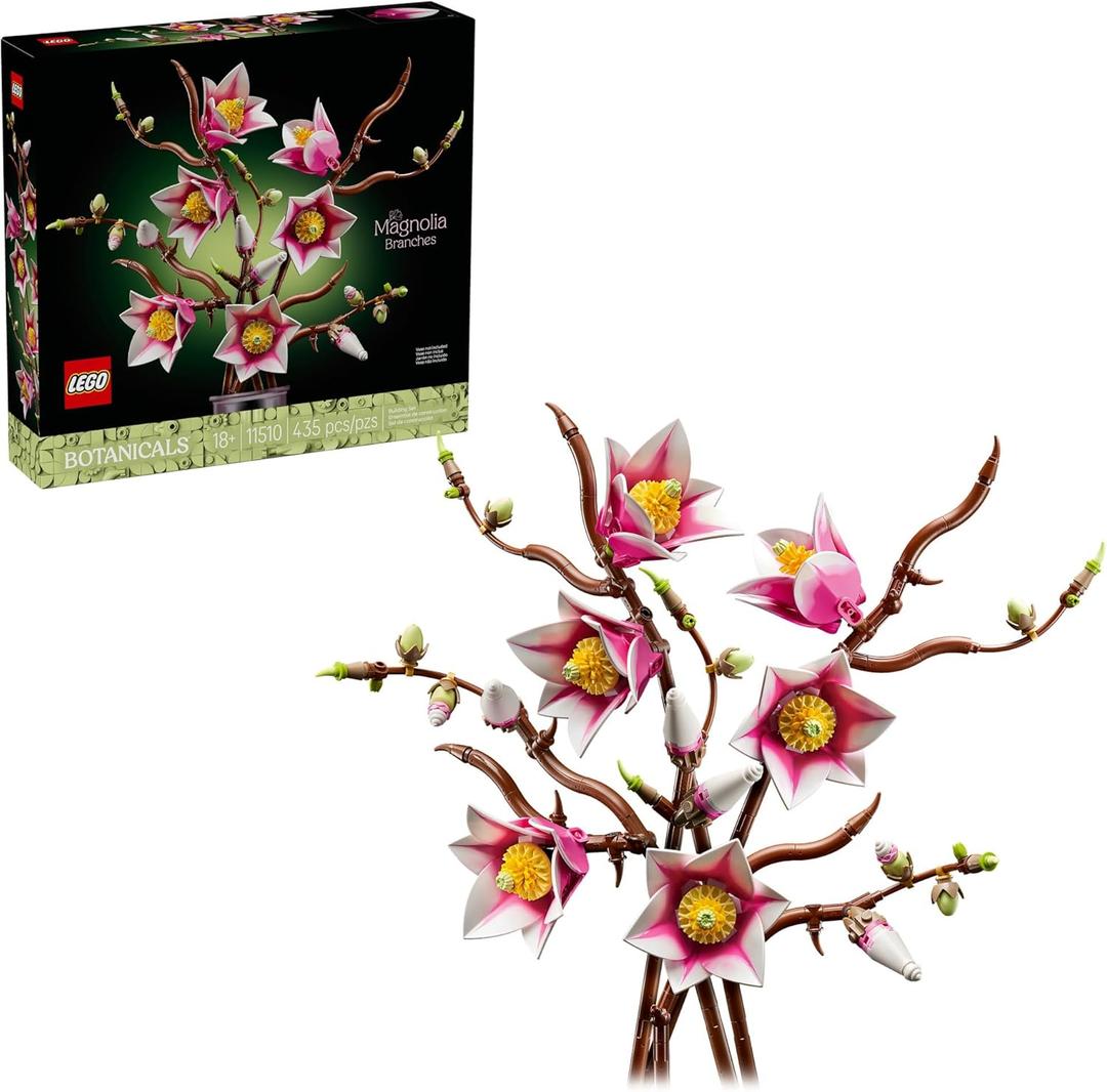 LEGO Botanicals Magnolia Branches Building Set for Adults, Ages 18+ - Gift for Birthdays - Artificial Flowers for Home Office, Bedroom or Desk Decor - 11510