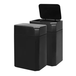 ELPHECO 2 Pack 3.5 Gallon Bathroom Garbage Can with Lid Motion Sensor Slim Garbage Can Bathroom Decor Waterproof Smart Small Garbage Bin for Kitchen, Office, Bedroom, Living Room, Toilet (Black)