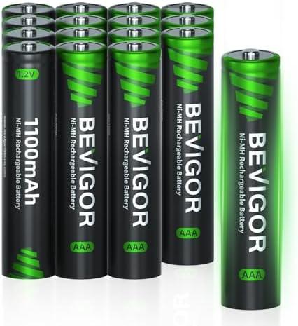 BEVIGOR Rechargeable AAA Batteries, 1100 mAh High Capacity, LSD Low Self Discharge Technology, 1.2V NiMH AAA Batteries, Long-Lasting Triple AAA Rechargeable Batteries, 16 Count