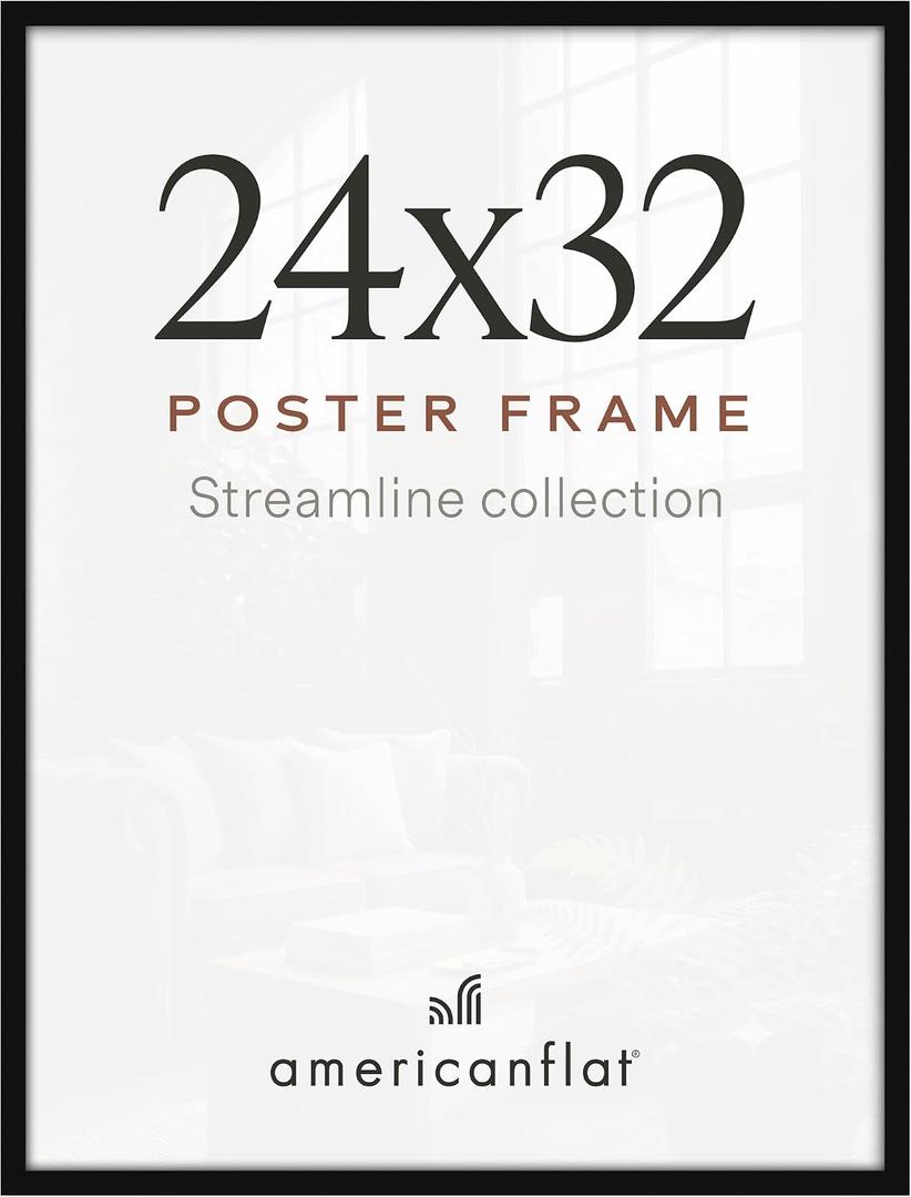 Americanflat 24x32 Poster Frame - Slim Molding - Black