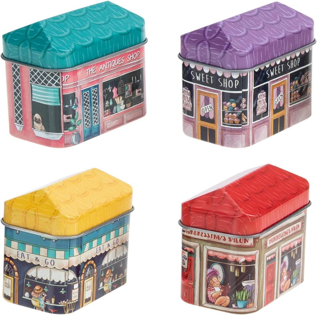 Cartoon Storage Box - Assorted Color Tin Containers with Lids Decorative Tins for Candy Jewelry and Small Items 2.55 x 2.36 x 1.57 Inch