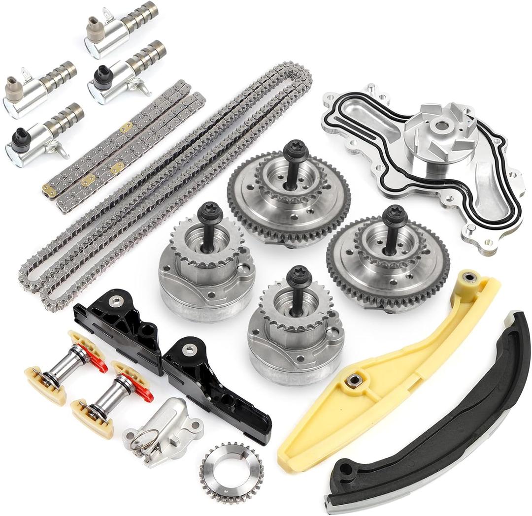 BHB Engine Timing Chain Kit with VVT Cam Phaser & 4p Solenoid Compatible with Ford F-150 F150 Edge Explorer Taurus Police Flex Lincoln MKS MKZ MKX 3.5 3.7 L 2011-2019 Replace For 90738S AT4Z6M280A