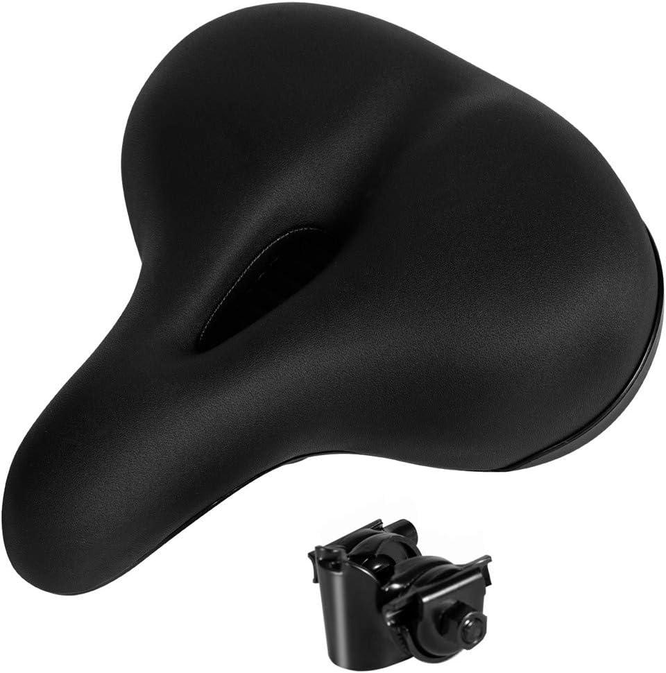 Comfortable Seat Cushion for Men Women with Dual Shock Absorbing Ball Memory Foam Wide Bicycle Saddle Fit for City Bikes MTB (Black Hollow)