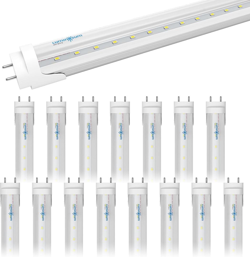 T8/T10/T12 4 Foot LED Light Tube 20W 48 inch, 40W Equivalent, Cool White 6000K, Clear Cover, Dual-end Powered, Ballast Bypass Retrofit, ETL Listed, 16-Pack (16 Count )