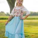 fioukiay Girls Renaissance Dress Off Shoulder Puff Sleeve Girls Medieval Dress 4-12 Years (S)