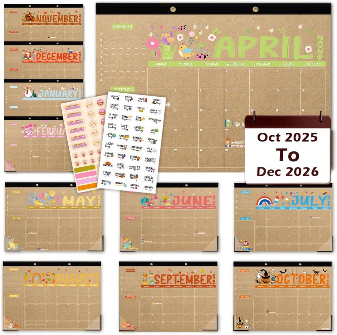 Large Teacher Desk Calendar 2026-2027 Monthly Office Desktop Calendar 18 Month January 2026-June 2027 With Holiday Desk Planner Stickers 1711 Inches for Classroom Home
