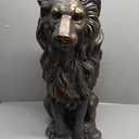 Glitzhome Guardian Sitting Lion Garden Statue MGO Outdoor Decoration, 28" H, Bronze