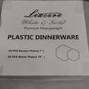 Liacere 50PCS White Plastic Plates - Heavy Duty Disposable - White and Gold Plastic Plates Include 25PCS 7inch and 10inch plates for Party & Baby Shower Gifts & Fall Decor & Thanksgiving