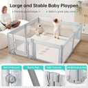 Baby Playpen with Door, Foldable Adjustable Play Pen for Babies and Toddlers,Heavy-Duty Play Yard Fence Play Area, Large Toddler Playpen, Light Grey