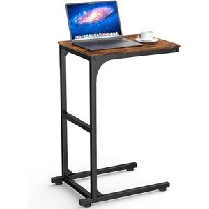 Kitsure Side Table - C-Shaped Small End Tables for Living Room & Bedroom, Rustic-Style Narrow Couch Table for Small Spaces, Leveling Feet Attached, 15.7"×11.8"×24.0"