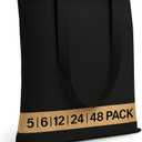 Salt Earth Pack of 5 | 6 | 12 | 24 | 48  100% Cotton Reusable Tote Bags  Bulk Grocery, Shopping, DIY, Beach & Gift Use (Black)