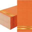 Tamone 100PCS 3-Ply Thanksgiving Paper Napkins - Orange Napkins - Orange Paper Napkins Disposable - Premium Quality Gold Napkins Soft and Absorbent for Wedding Party Birthday