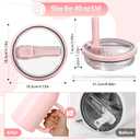 40oz Flip Straw Lid for HydroJug Traveler, Leak Proof Top Cap Replacement for HydroJug Tumbler, BPA-Free Dishwasher Safe Leak Resistant Cap with 4 Straws, Lids Accessories for Hydro Jug, Pink*2