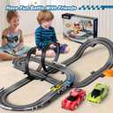 Slot Car Race Track Sets for Boys Kids,Battery or Electric Race Car Track with 4 High-Speed Slot Cars and 2 Hand Controllers,Dual Racing Game Lap Counter Circular Overpass Track Toys Age 6 7 8-12