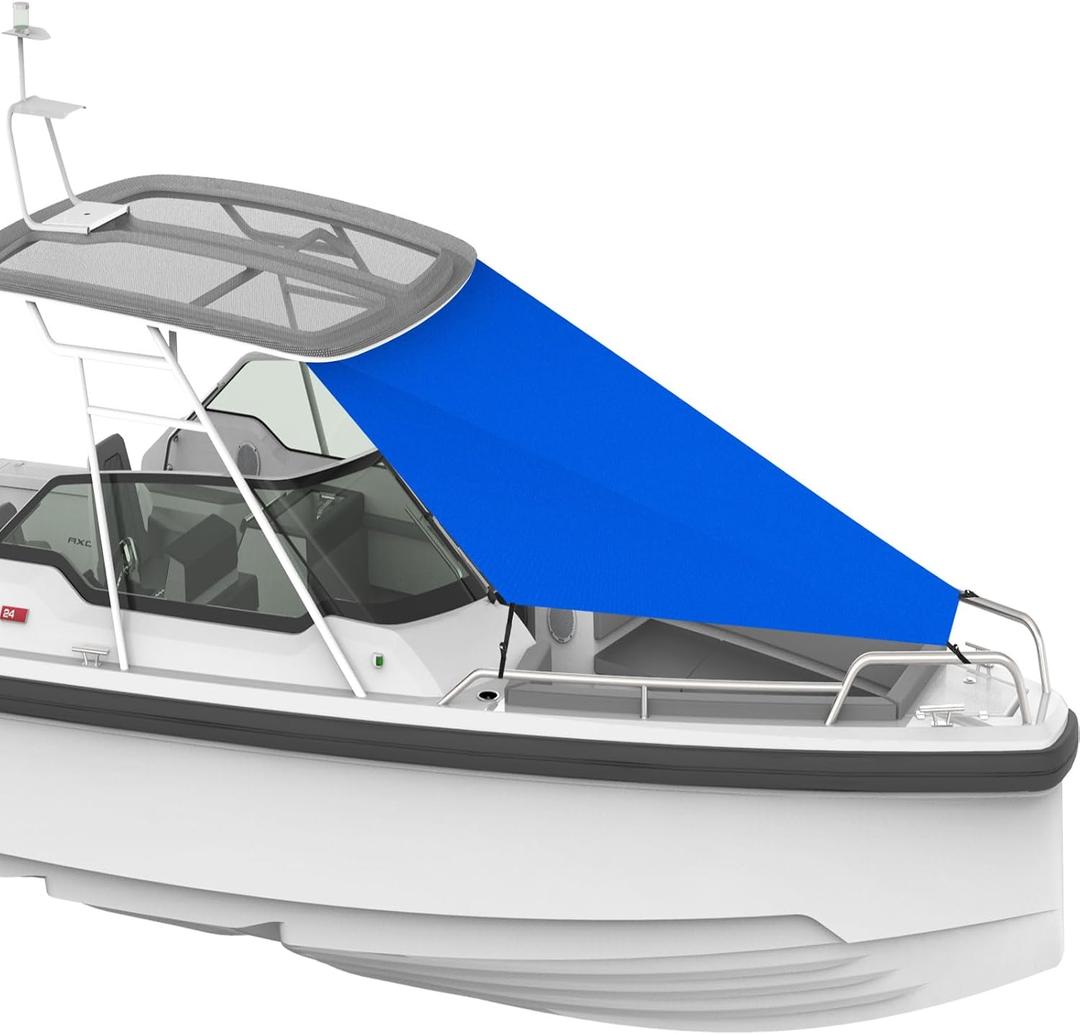 T-Top Bow Shade for Boats Cover 9' x 10', 600D Waterproof Oxford Cloth Boat Canopy for Boat UV Protection Tent Sun Shade Extension for Hot Cloudless Day