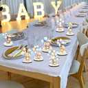 16 Pcs Wooden Baby Shower Table Centerpiece Blue Bear Tabletop Detachable Sign It's A Boy Gender Reveal Table Toppers Display Decoration Bear Birthday Photo Props Party Favor Supplies