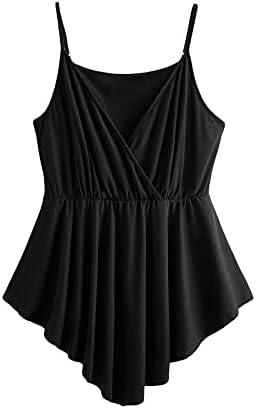 OYOANGLE Women's Plus Size Casual Sleeveless Cami Tank Tops Deep V Neck High Low Hem Babydoll Camisole 4XL