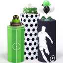 Set of 3 Soccer Spandex Cylinder Stand Covers for Party, Football Flexible Cylinder Pedestal Covers, Dessert Tables Display for Sport Themed Birthday Party Wedding Backdrop Decor(Soccer) (Black, White, Green)