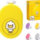 Electric Baby Nail File, Safe and Gentle Electric Baby Nail Trimmer with Interchangeable Pads, Low Noise Newborn Nail File and Baby Nail Buffer, Compact Nail Trimmer for Baby Grooming Kit (Yellow)