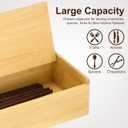 Cabilock Wooden Cutlery Box with Lid, Kitchen Chopsticks Box Utensils Drawer Organizer Bamboo Storage Case Countertop Silverware Container for Tableware