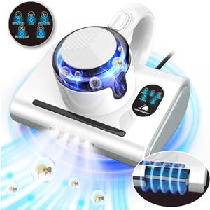 Mattress Vacuum Cleaner,13Kpa Powerful Suction Bed Vacuum Cleaner with UV-C Light, LED Headlights and High Heating Tech,1.2kg Light Weight Handheld vacuum for spot Cleaning, Sofa, Couch Fabric Cleaner