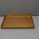 Spsyrine Gold Decorative Serving Tray with Handles, Elegant Plastic Coffee Table Tray for Ottoman, Living Room, Home Decor 15.6" X 10.2"
